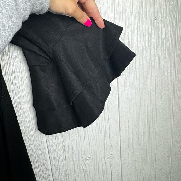 Umgee Womens Medium Dress Black Red Floral Suede Long Bell Sleeve V-Neck Short - Picture 2 of 7